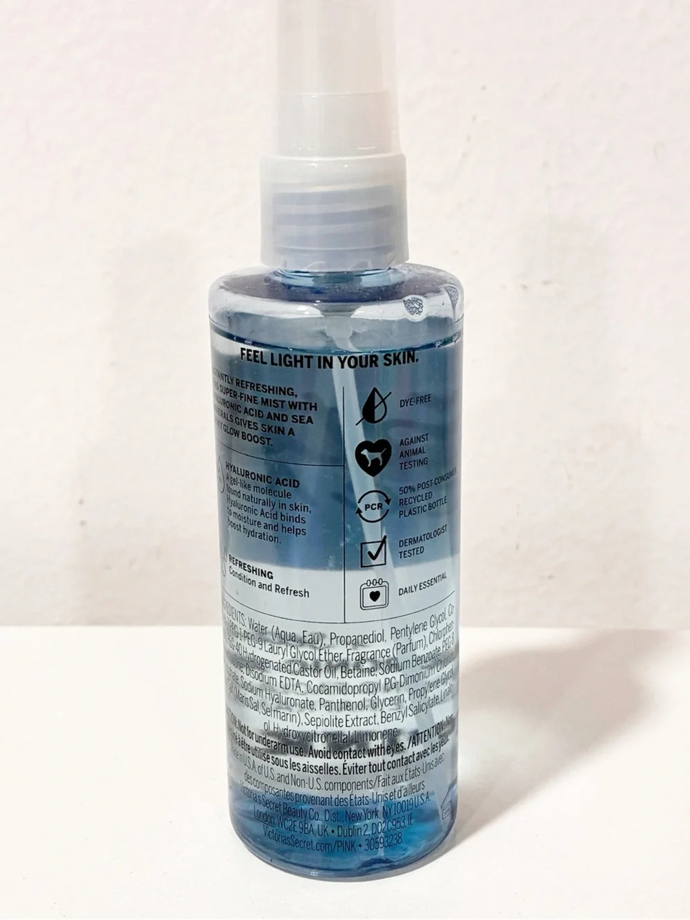 VICTORIAS SECRET PINK WATER REFRESHING FACIAL MIST HYALURONIC ACID 3.8 oz NEW